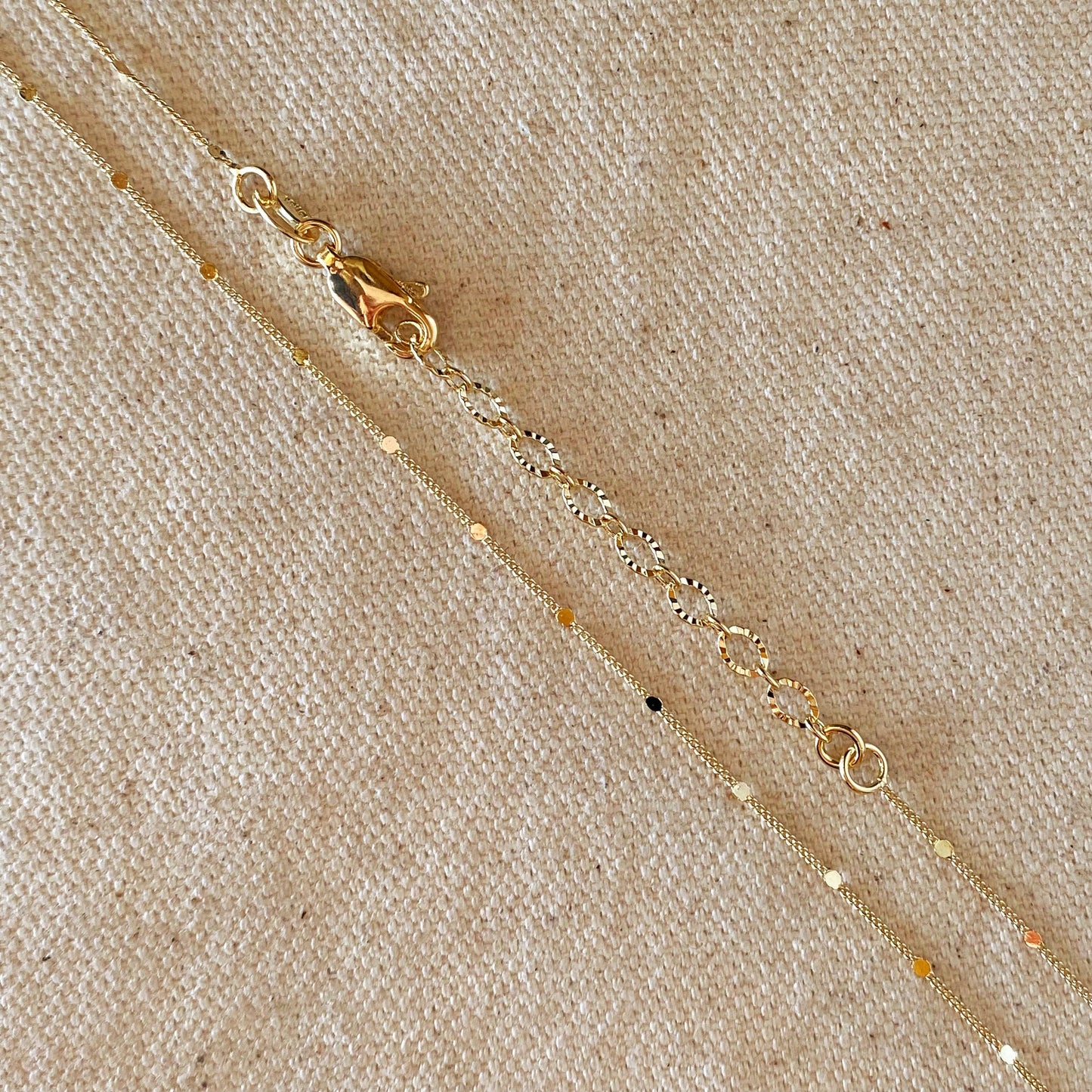 18k Gold Filled 1mm Curb Chain With Pressed Details