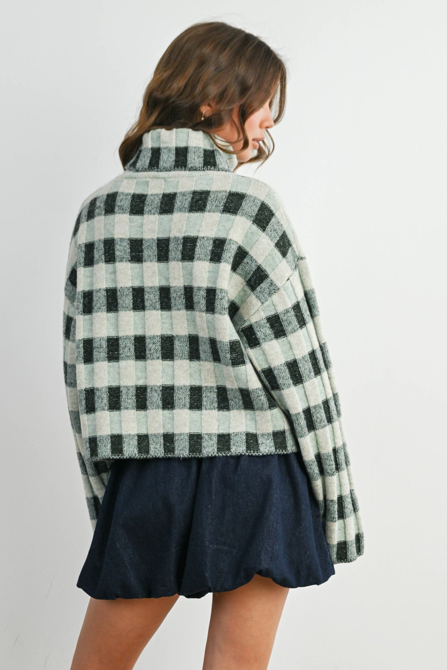 Fall Check Turtleneck Sweater