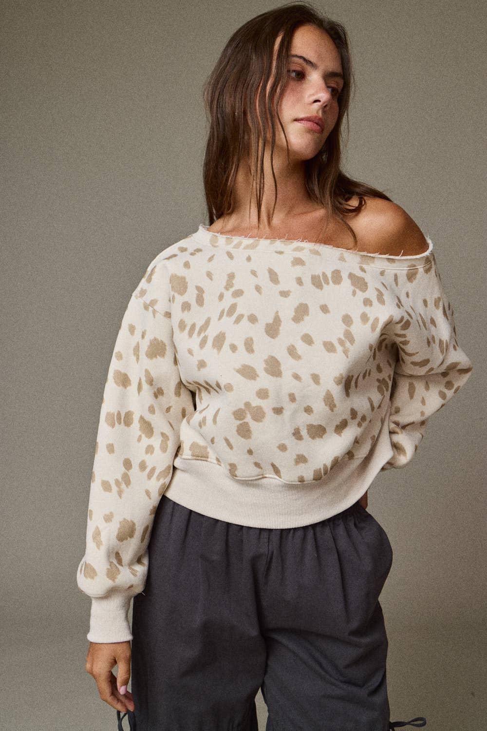 Animal Print Boat Neck Top
