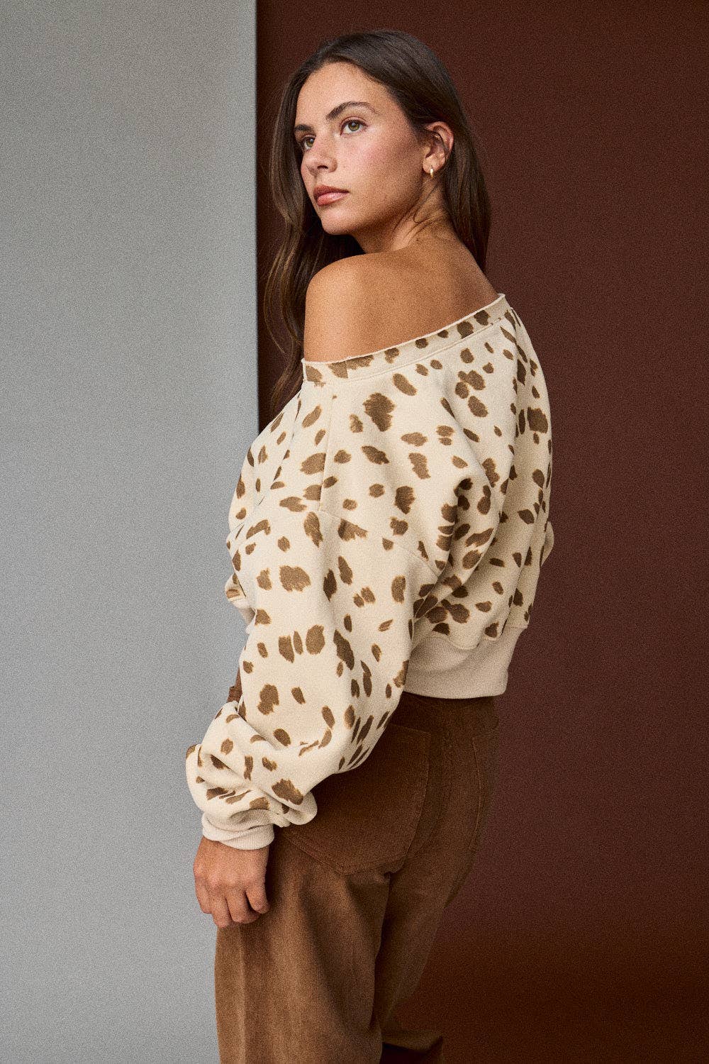Animal Print Boat Neck Top