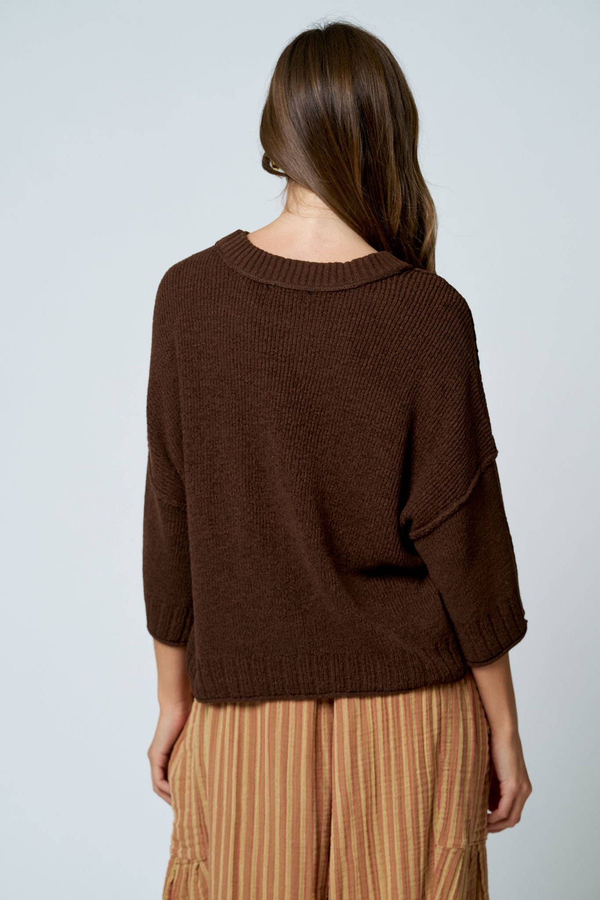 Exposed Seam Dolman Sleeve Knit Top