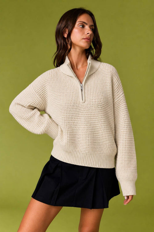 Bennett Waffle Knit Quarter Zip Sweater