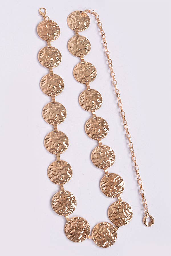 Hammered Metal Chain Belt in Gold