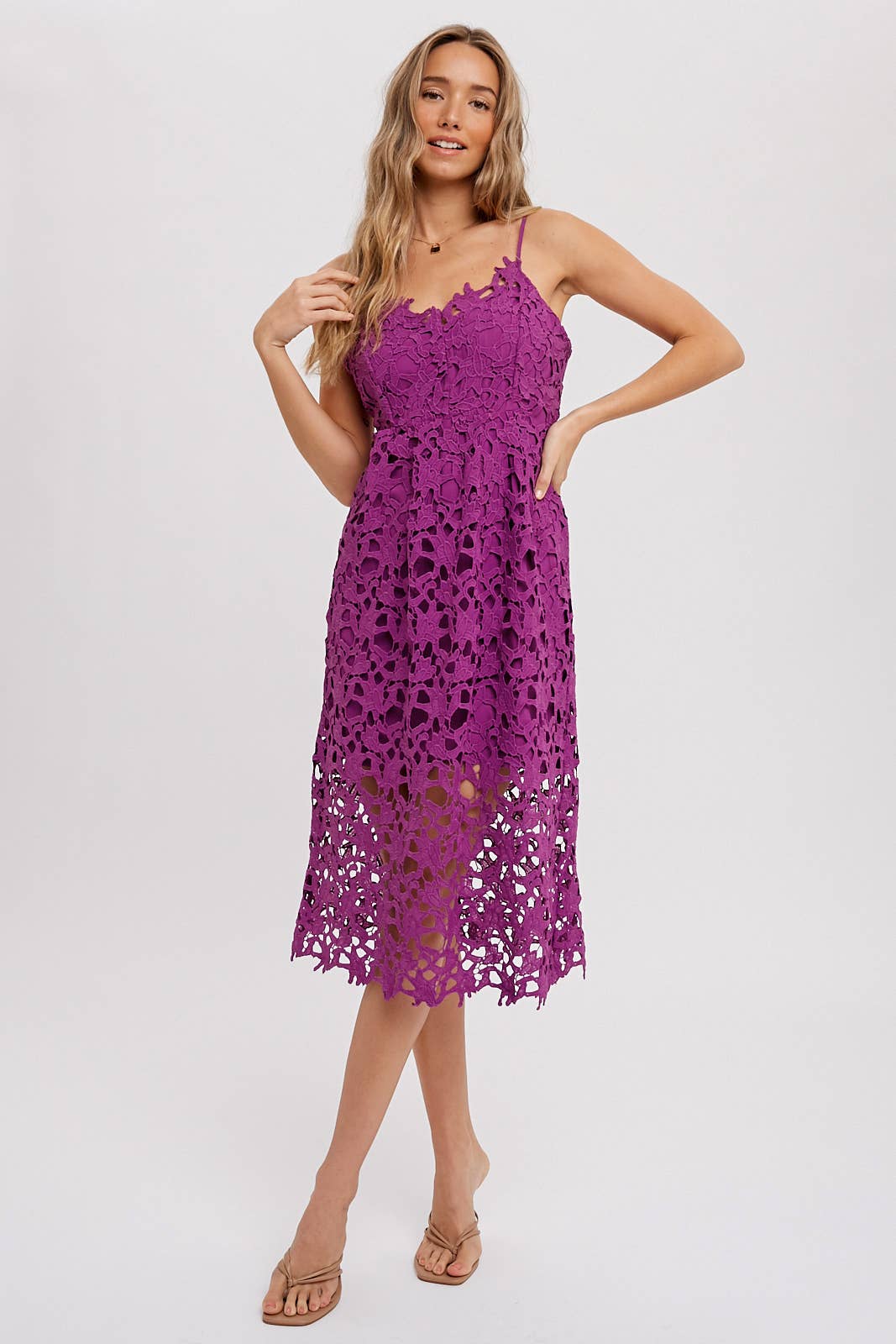 CROCHET LACE MIDI DRESS