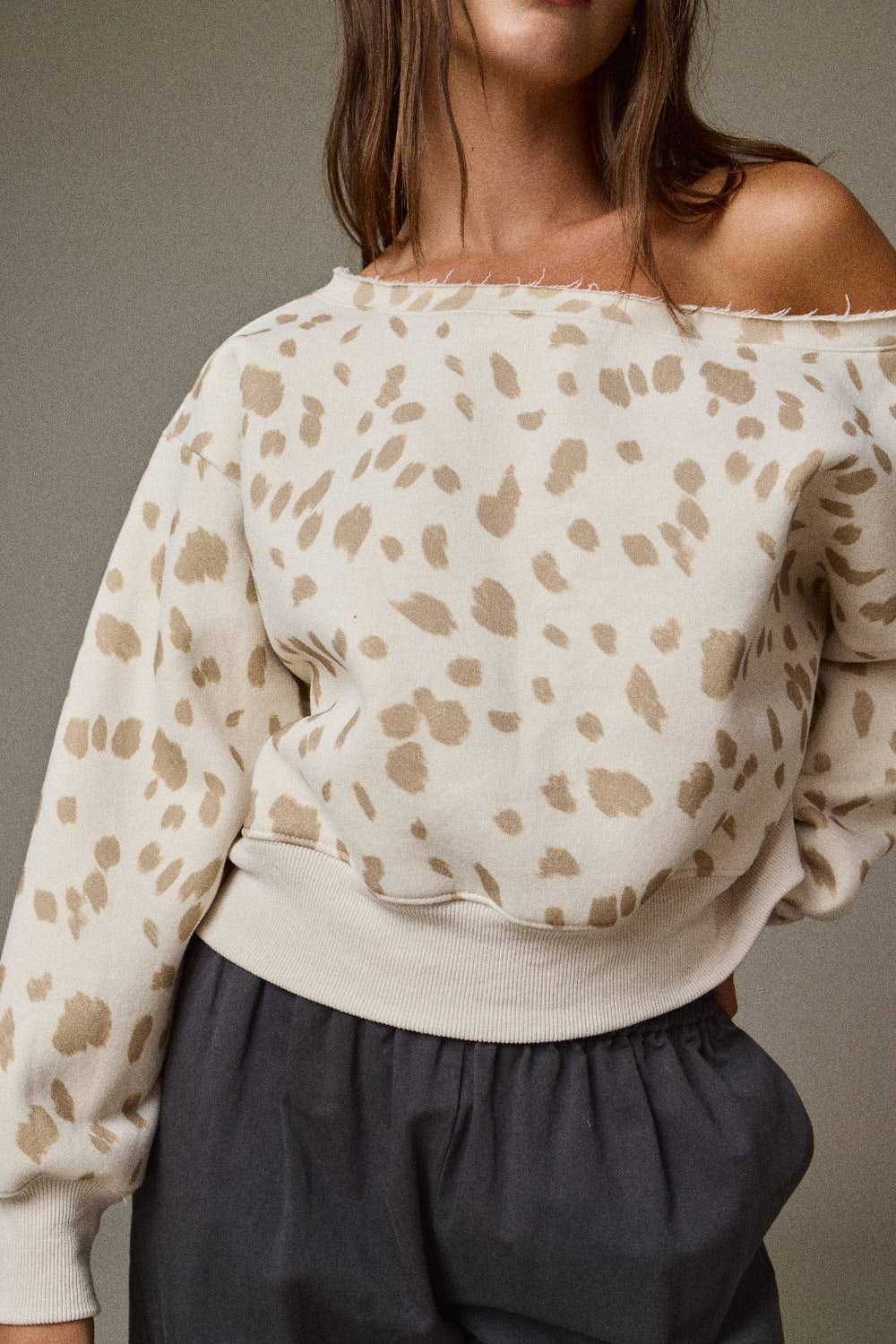 Animal Print Boat Neck Top