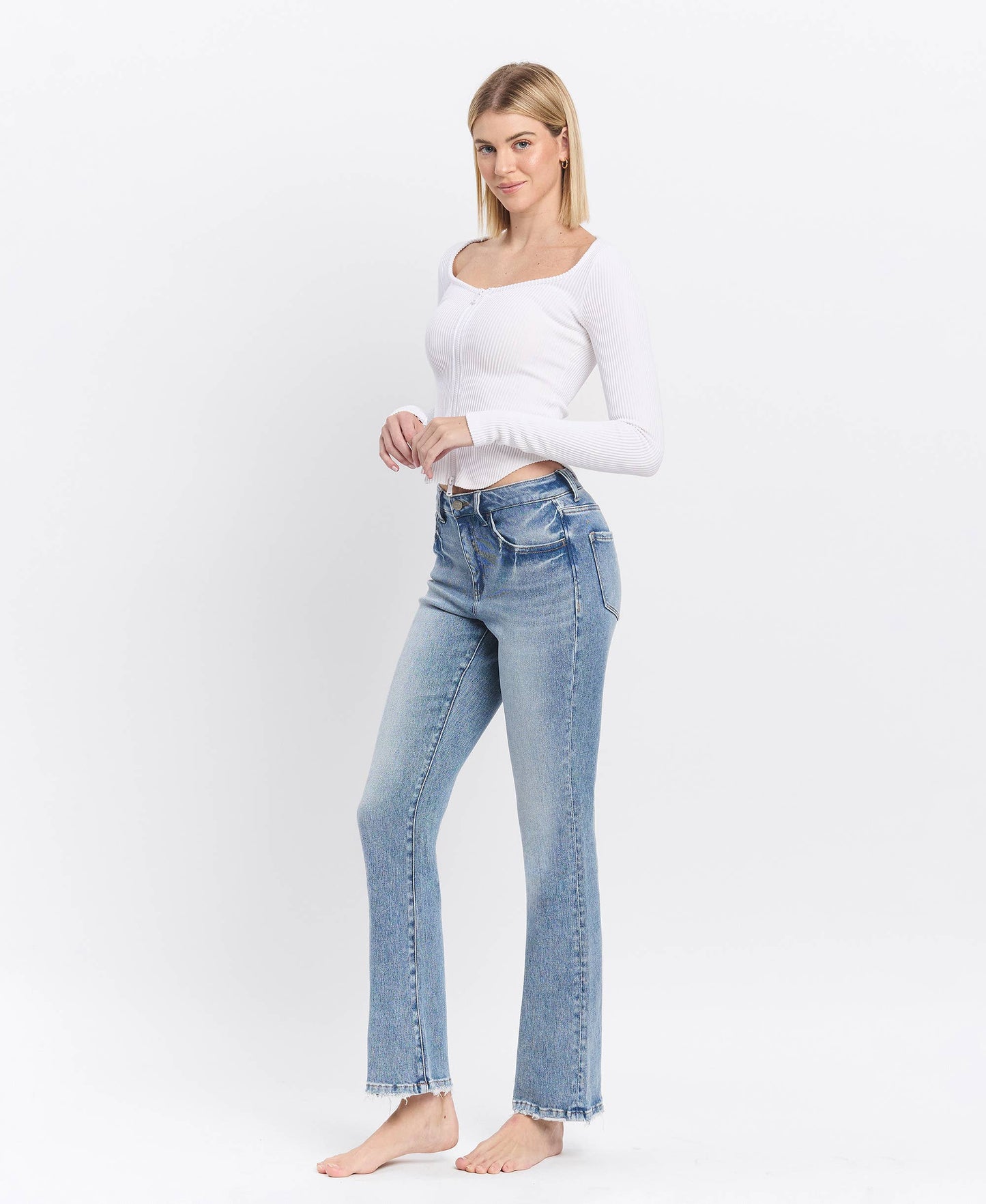 High Rise Full Length Bootcut Jeans