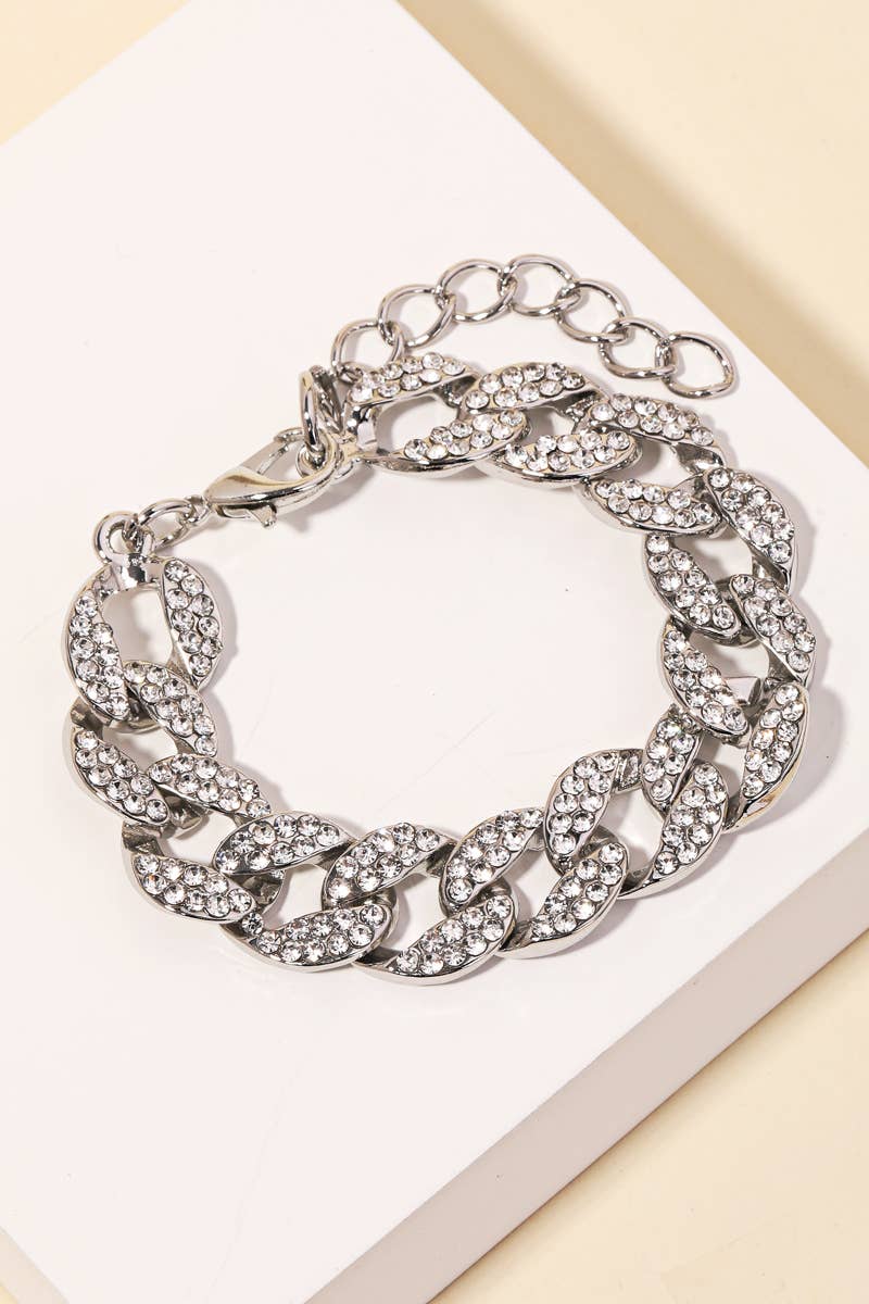 Pave Curb Chain Link Bracelet