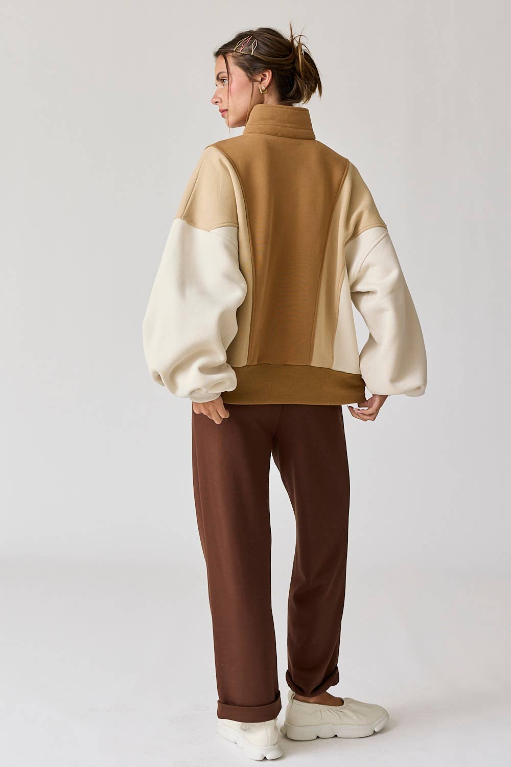 Emma Regular Length Oversized Washed Colorblock Sweater