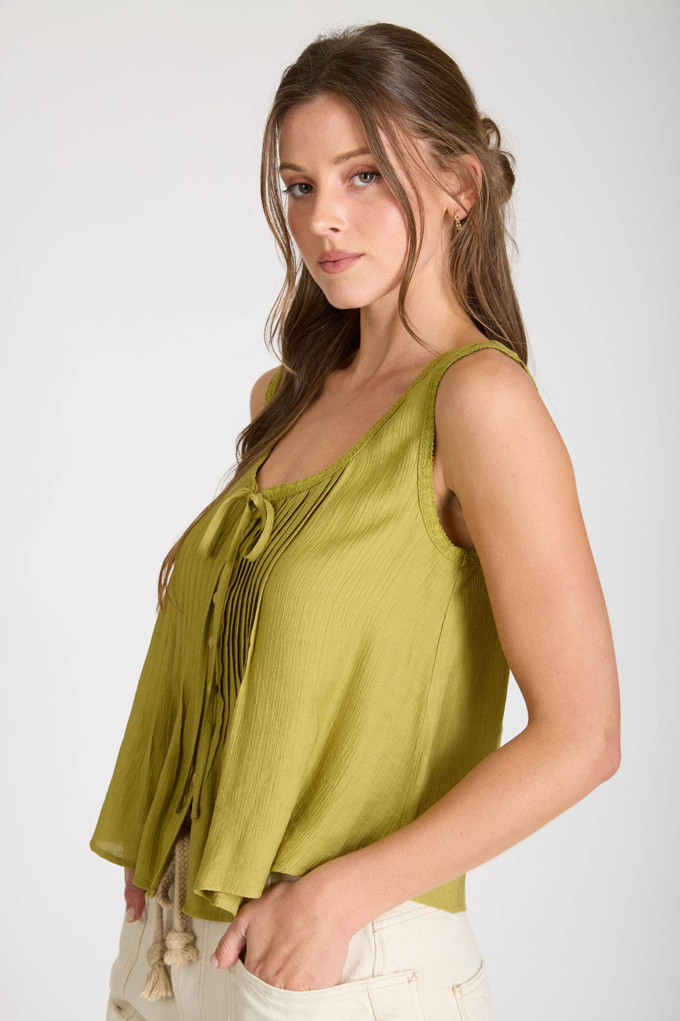 Linen Blend Button Down Top