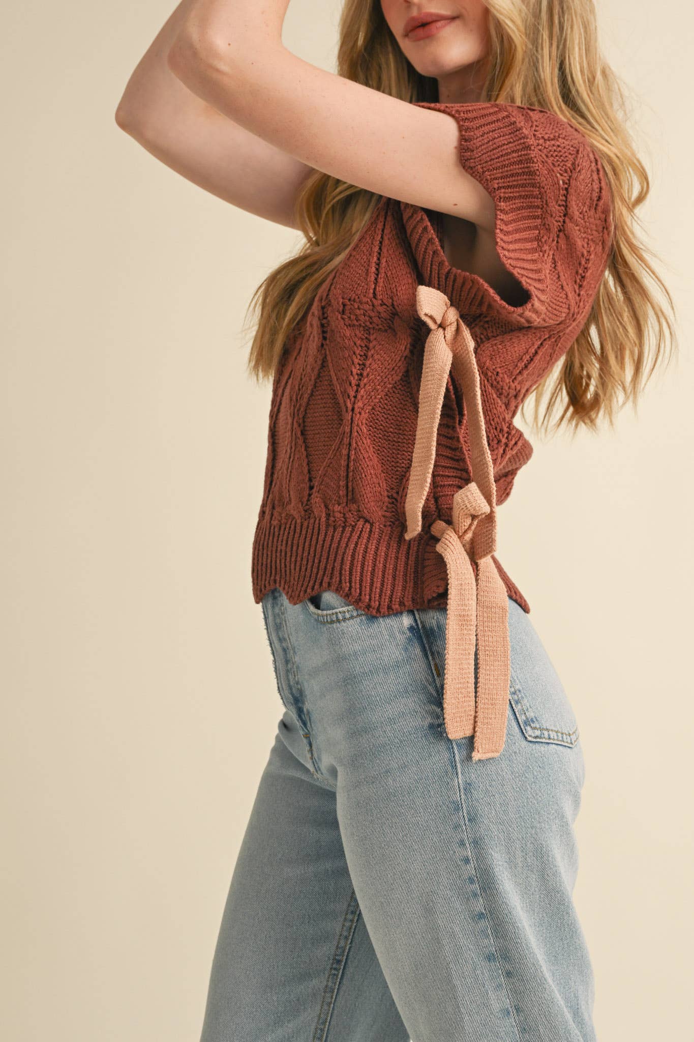 Mock Neck Cropped Sweater Vest
