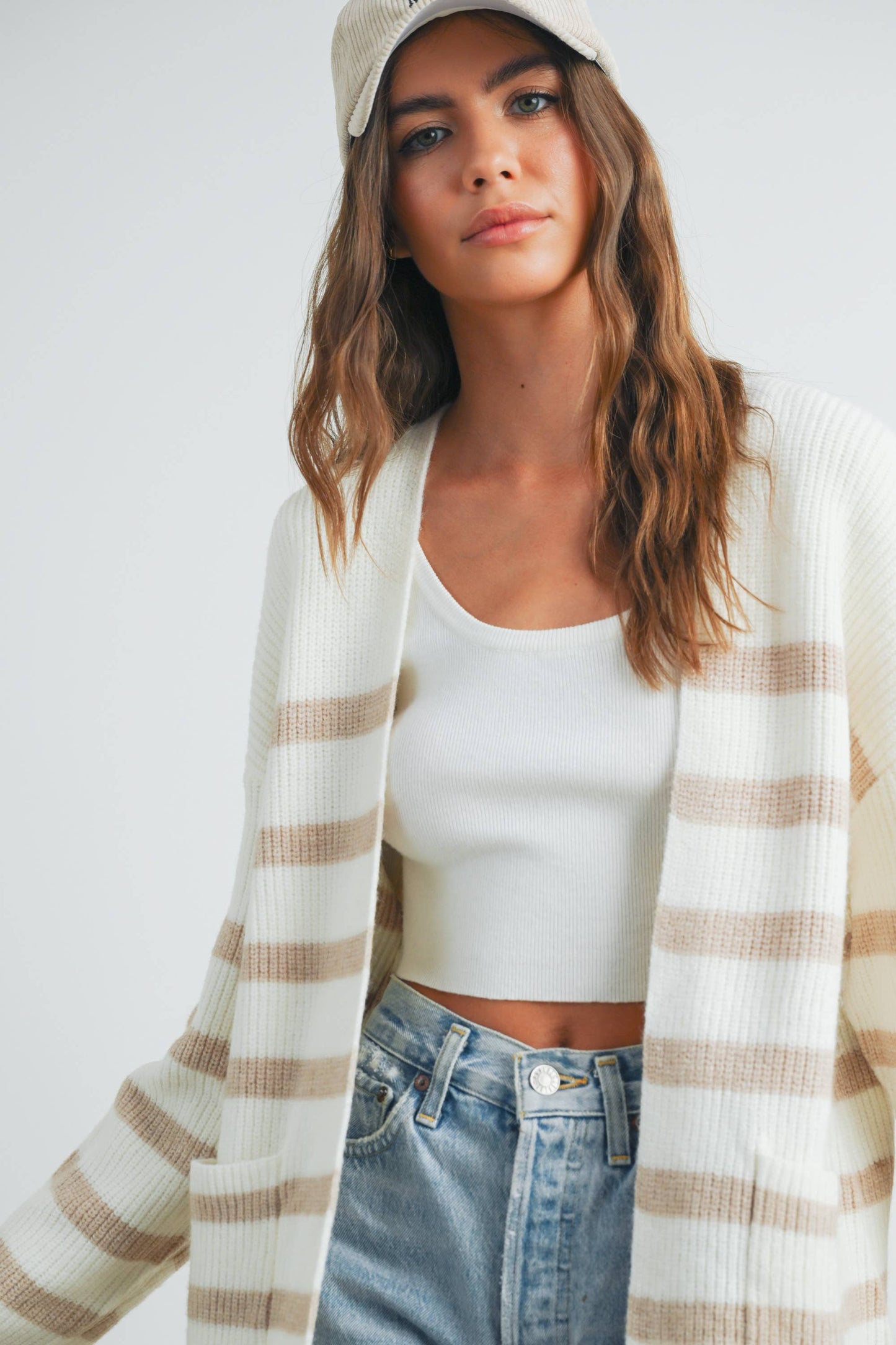 Knitted Stripe Maxi Cardigan