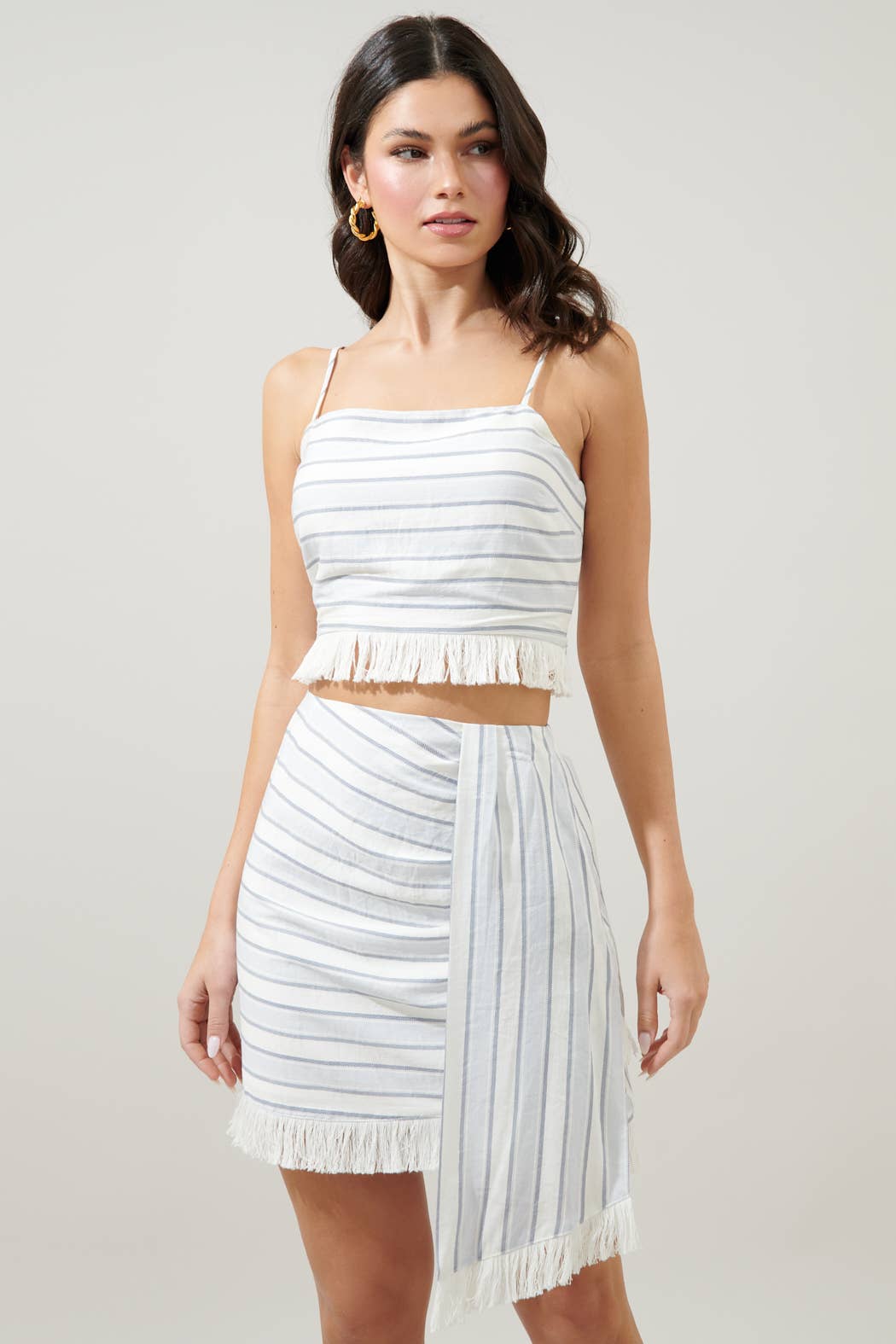 Leah Stripe Tassel Trim Crop Tank