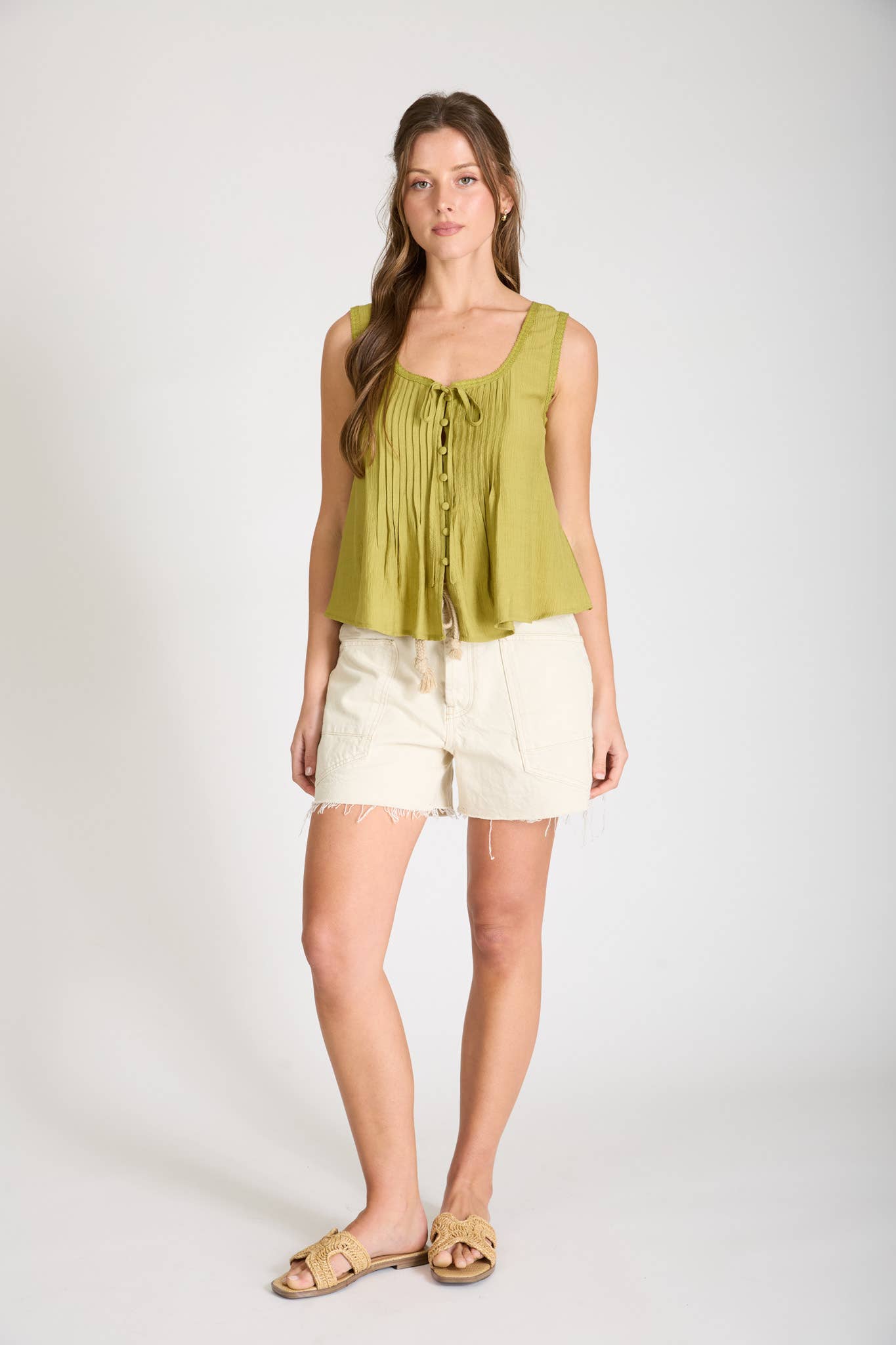 Linen Blend Button Down Top