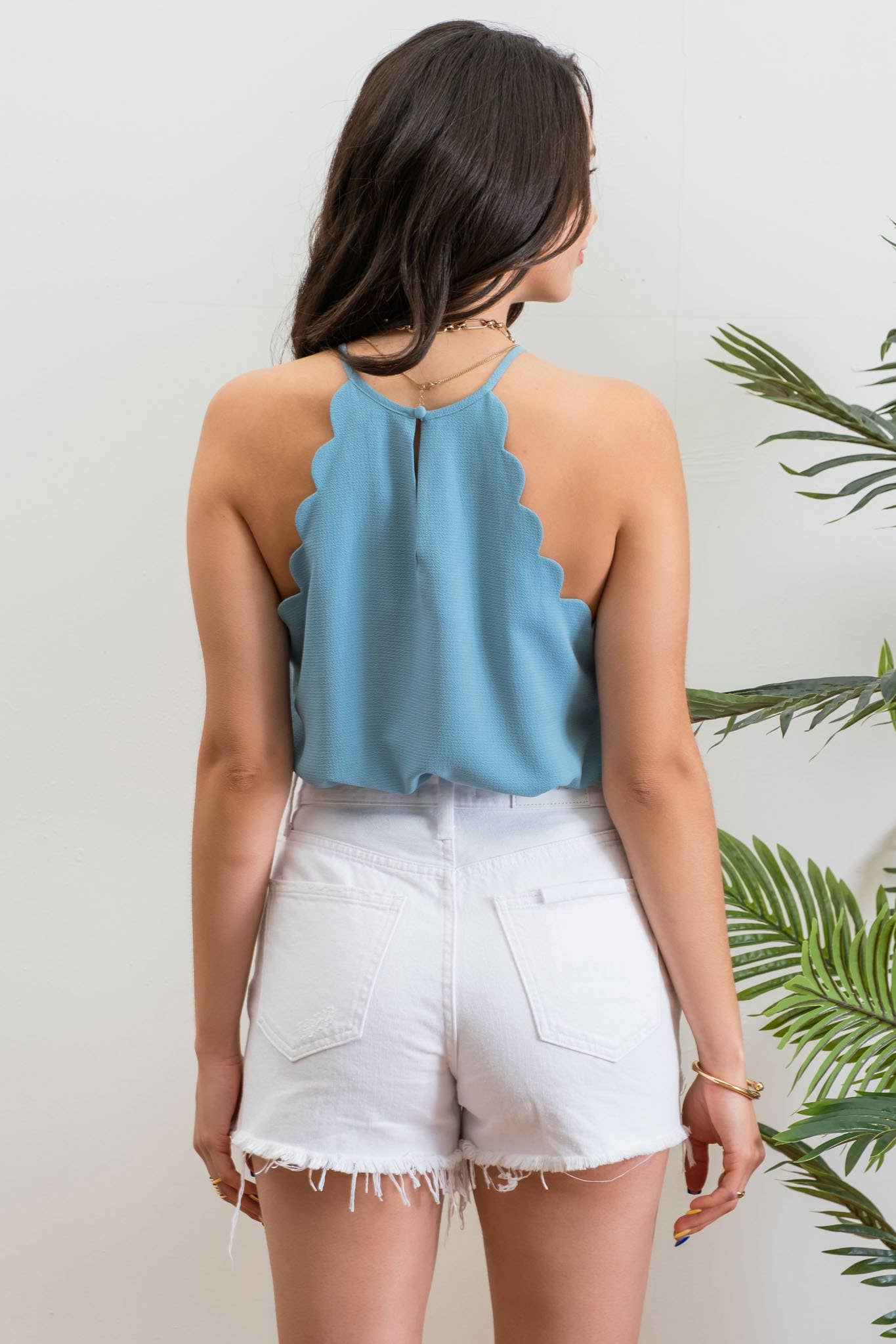 Solid Scallop Halter Top