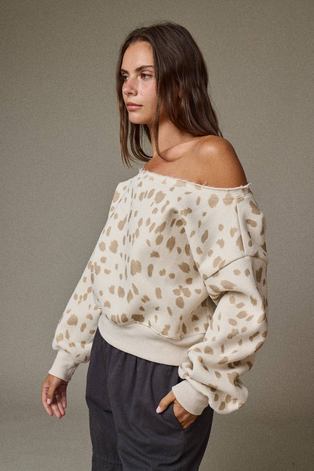 Animal Print Boat Neck Top