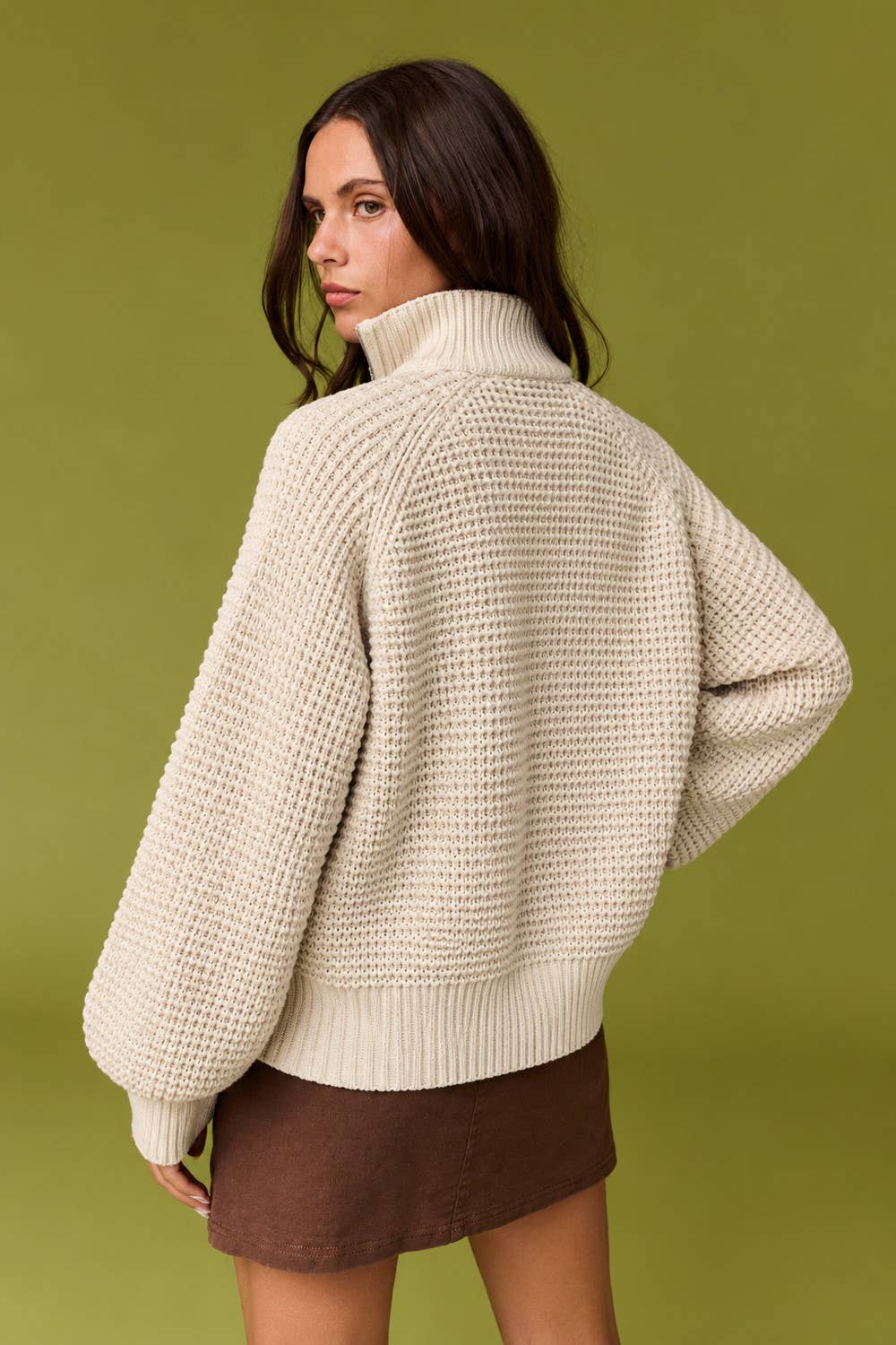 Bennett Waffle Knit Quarter Zip Sweater