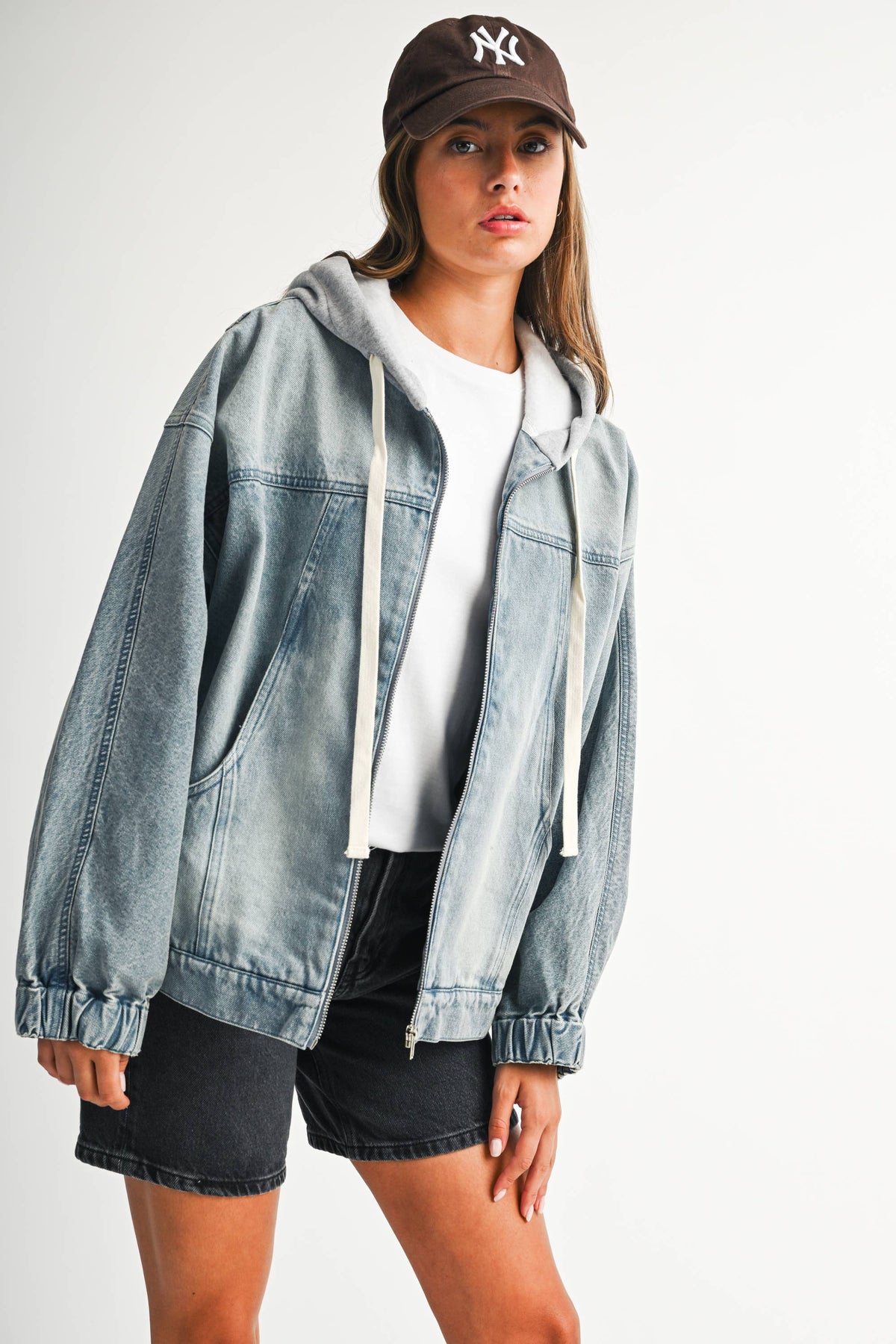 Mineral Wash Oversized Zip-Up Hoodie