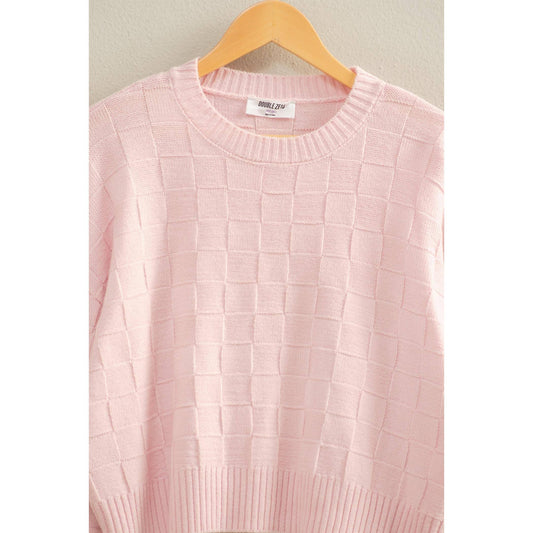 Long Sleeve Square Texture Sweater