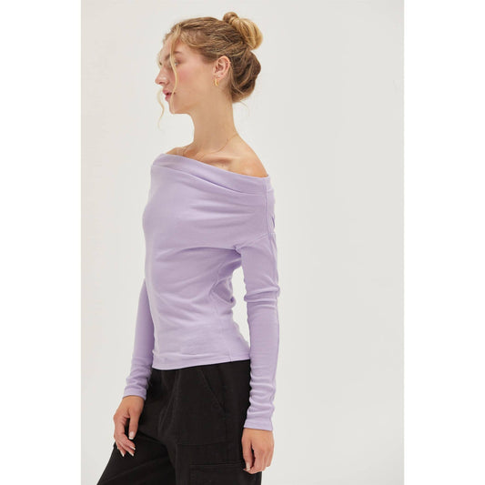 Off The Shoulder Ribbed Knit Top