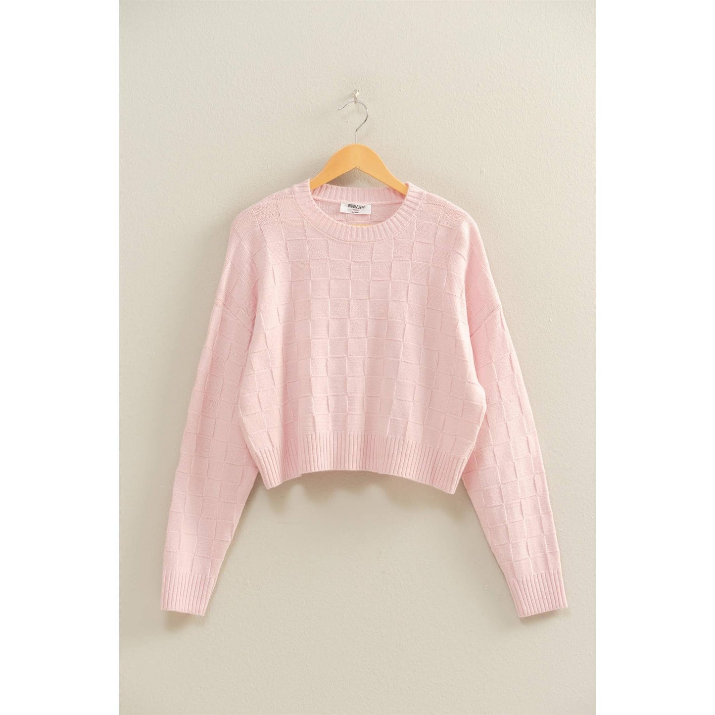 Long Sleeve Square Texture Sweater