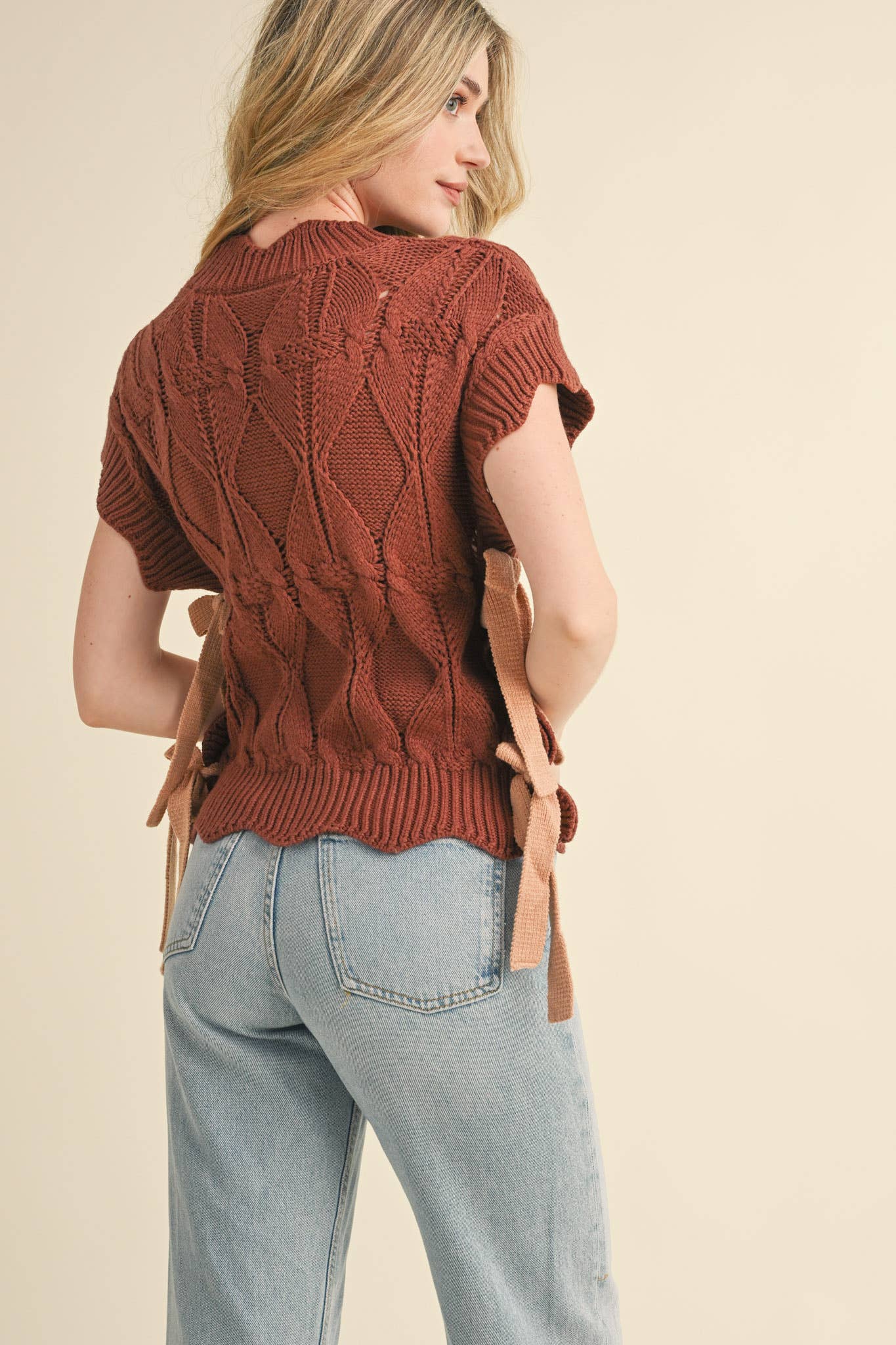 Mock Neck Cropped Sweater Vest
