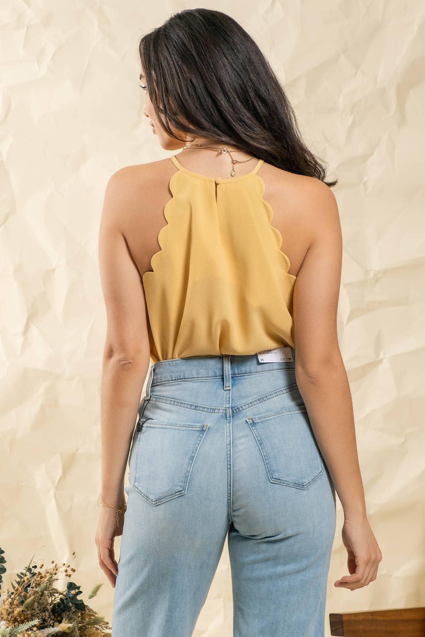 Solid Scallop Halter Top