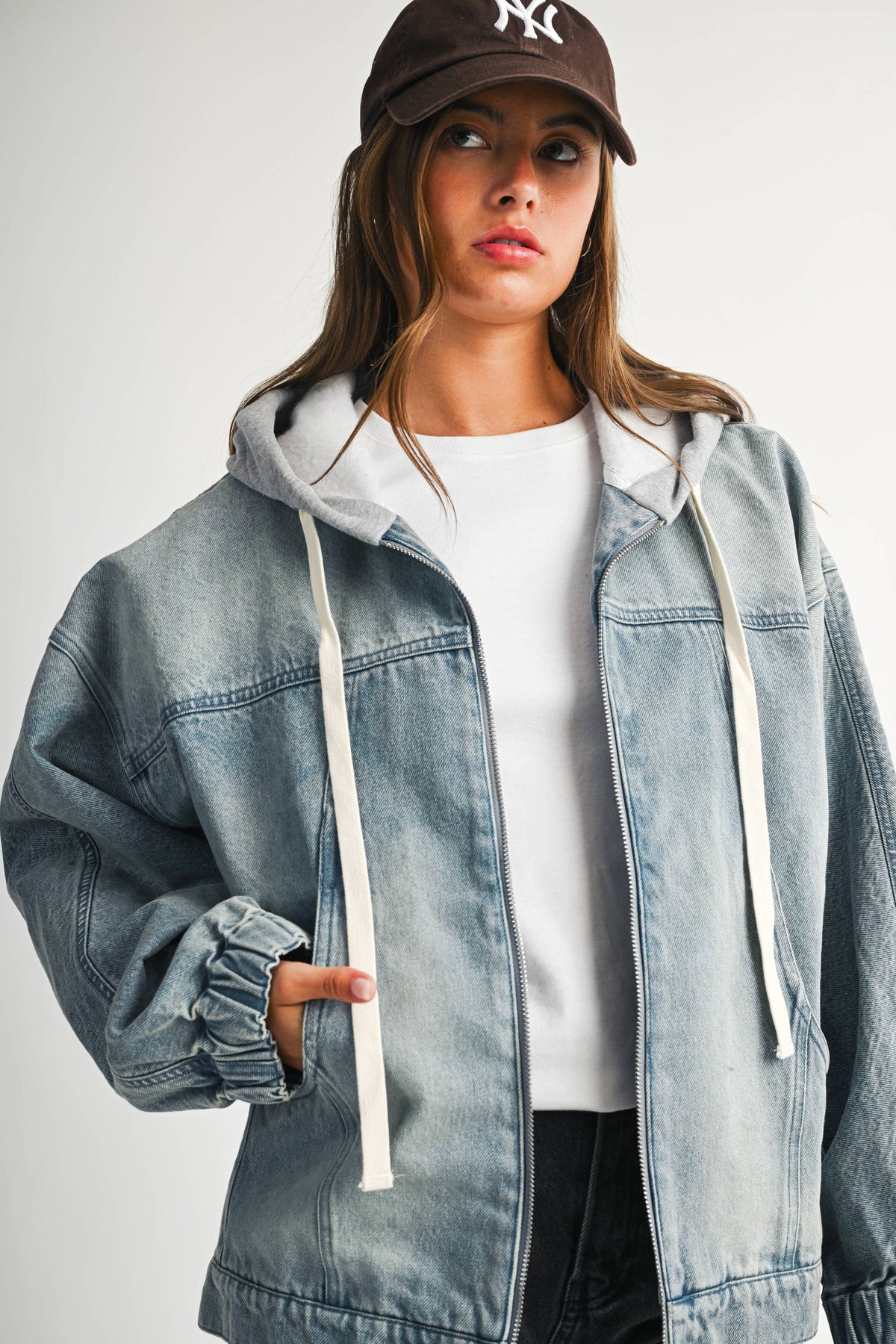 Mineral Wash Oversized Zip-Up Hoodie