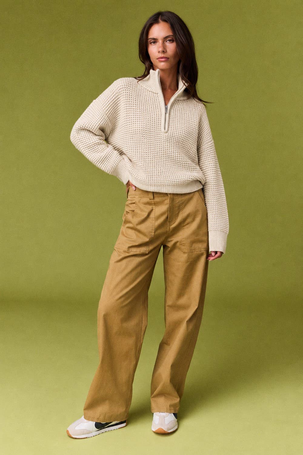 Bennett Waffle Knit Quarter Zip Sweater