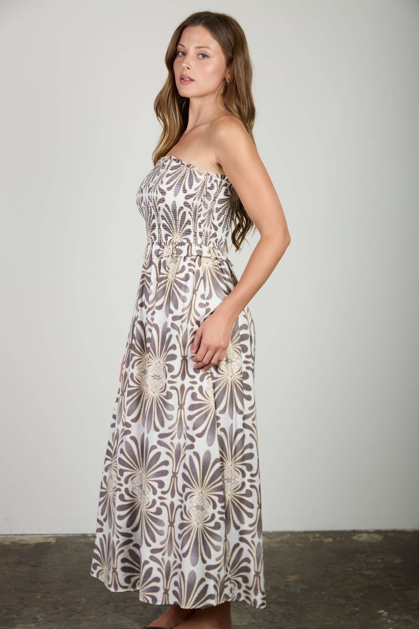 Smocked Bodice Midi Dress