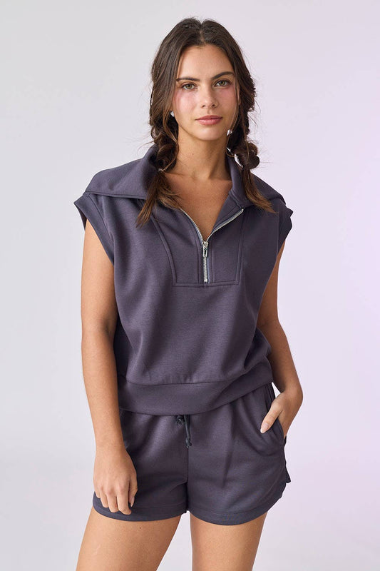 Blake Half Zip Cropped Sweatshirt & Shorts Set