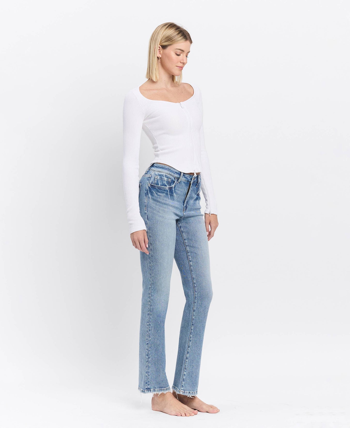 High Rise Full Length Bootcut Jeans