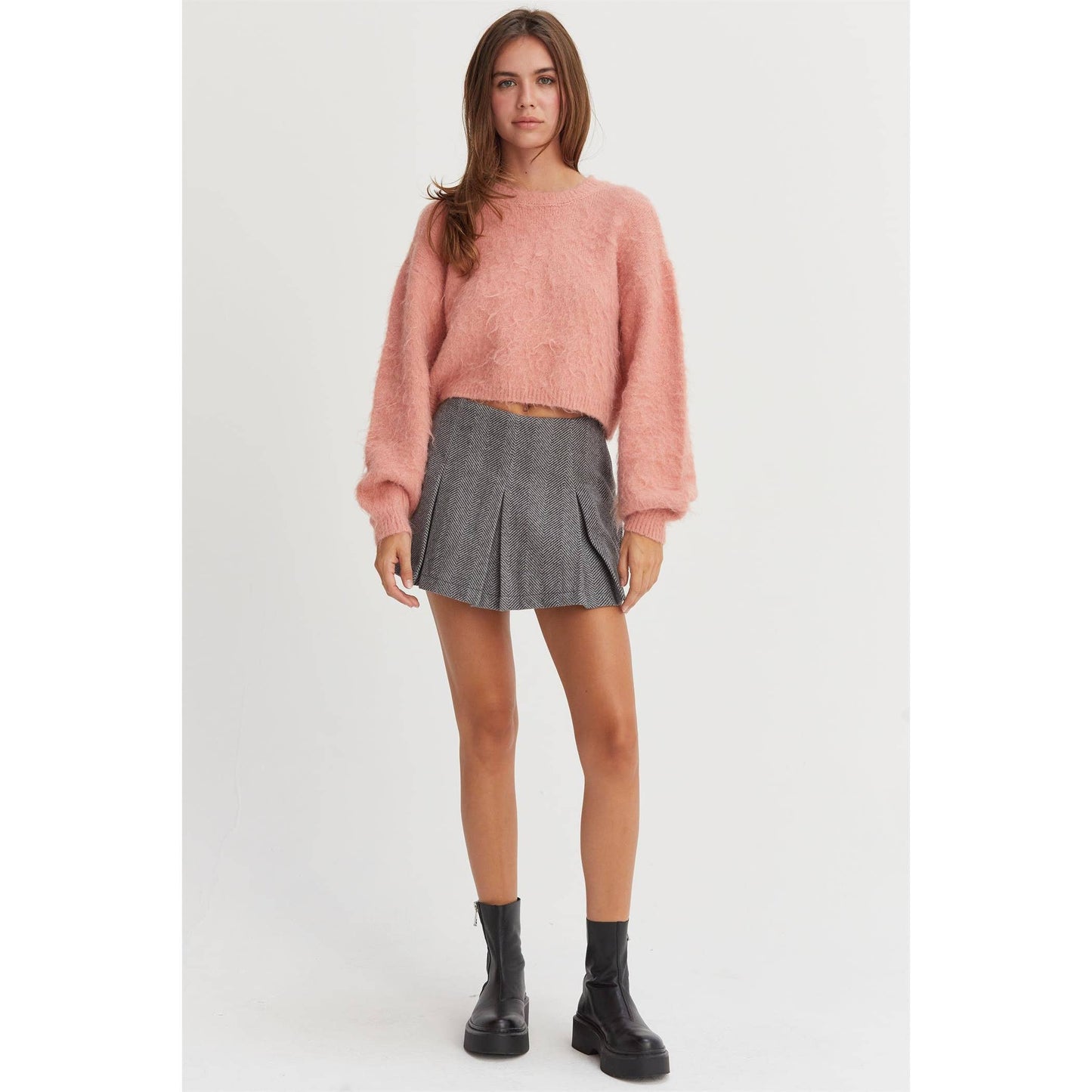 Herringbone Pleated Skort