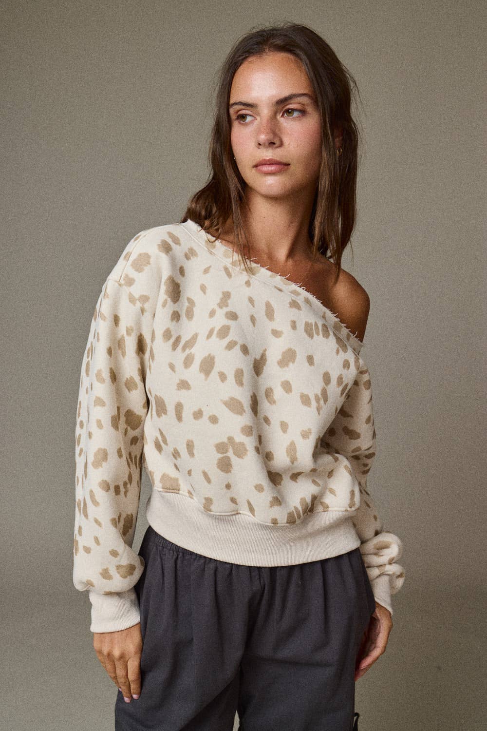 Animal Print Boat Neck Top