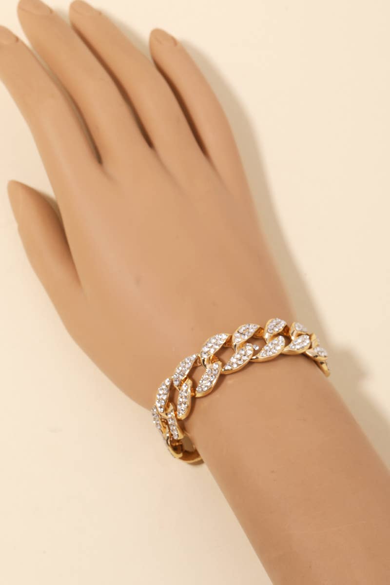 Pave Curb Chain Link Bracelet