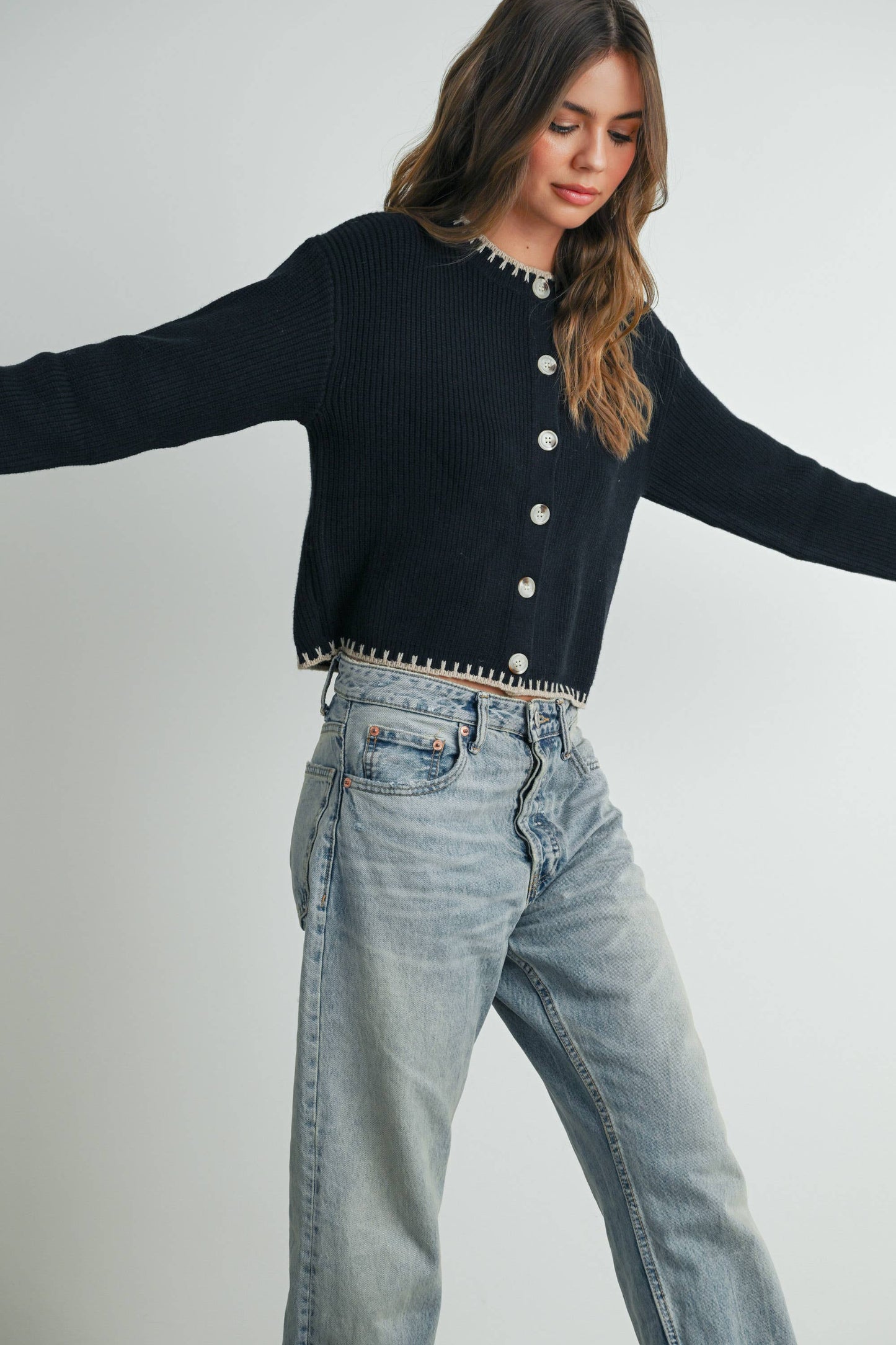 Women's Crewneck Cardigan Sweater