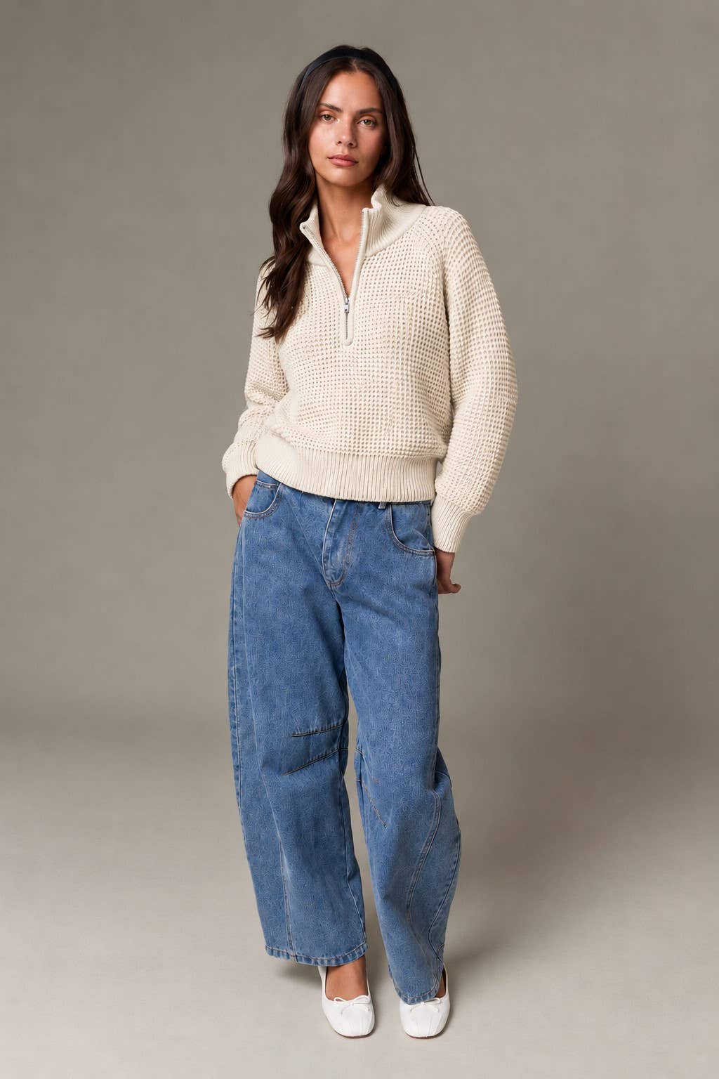 Bennett Waffle Knit Quarter Zip Sweater