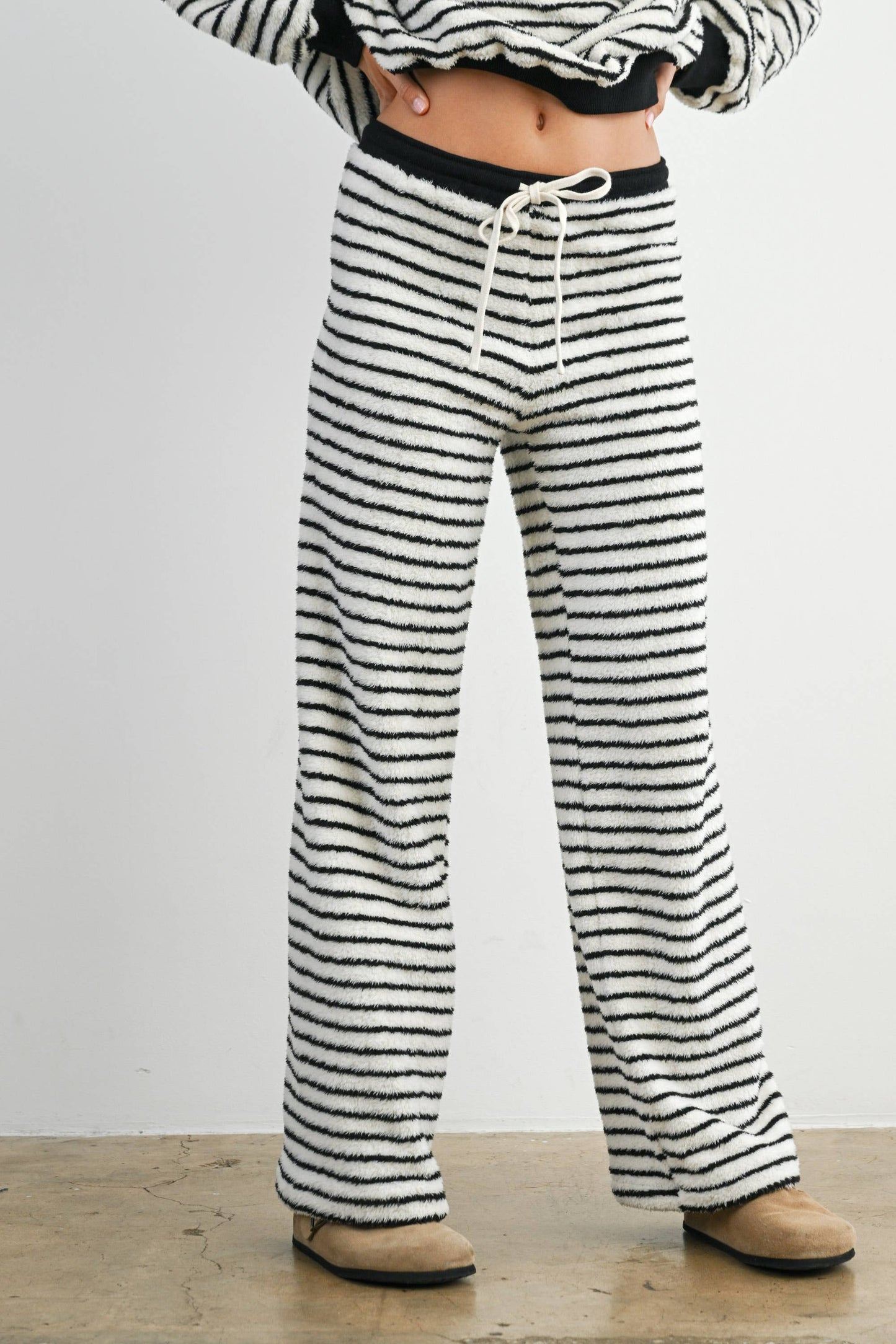 Striped Oversized Crewneck Long Sleeve Sweater and Pant Set