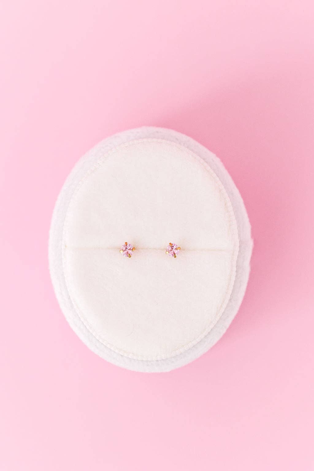 Pink CZ Stud Earrings