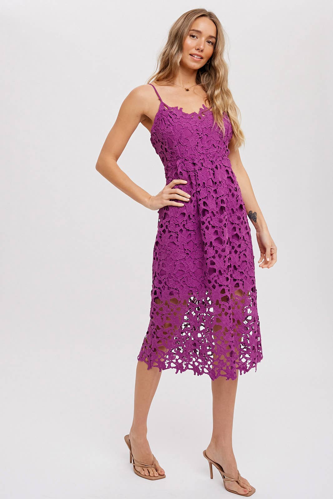 CROCHET LACE MIDI DRESS