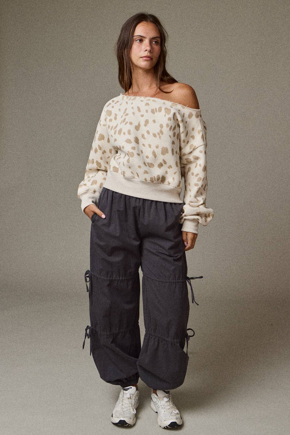 Animal Print Boat Neck Top