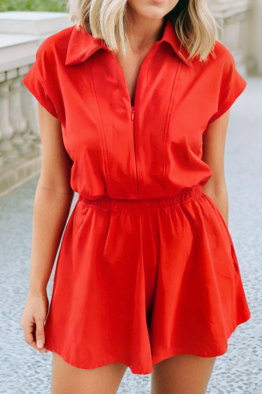 Half Zip Polo Tee Romper