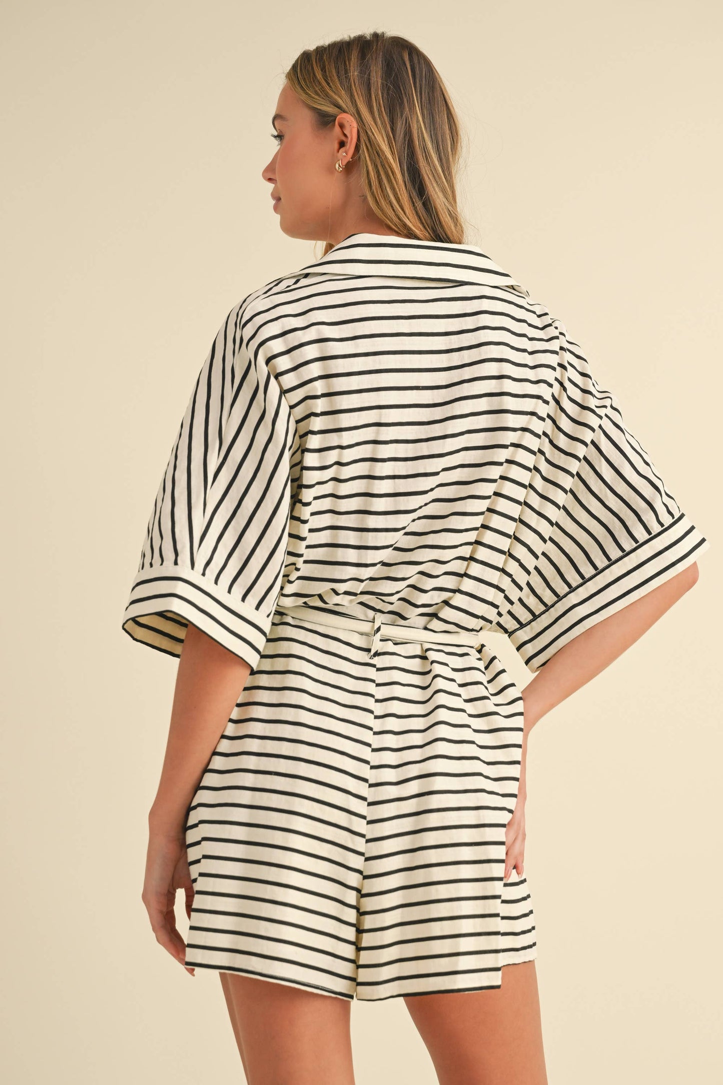The Coastal Stripes Belted Romper