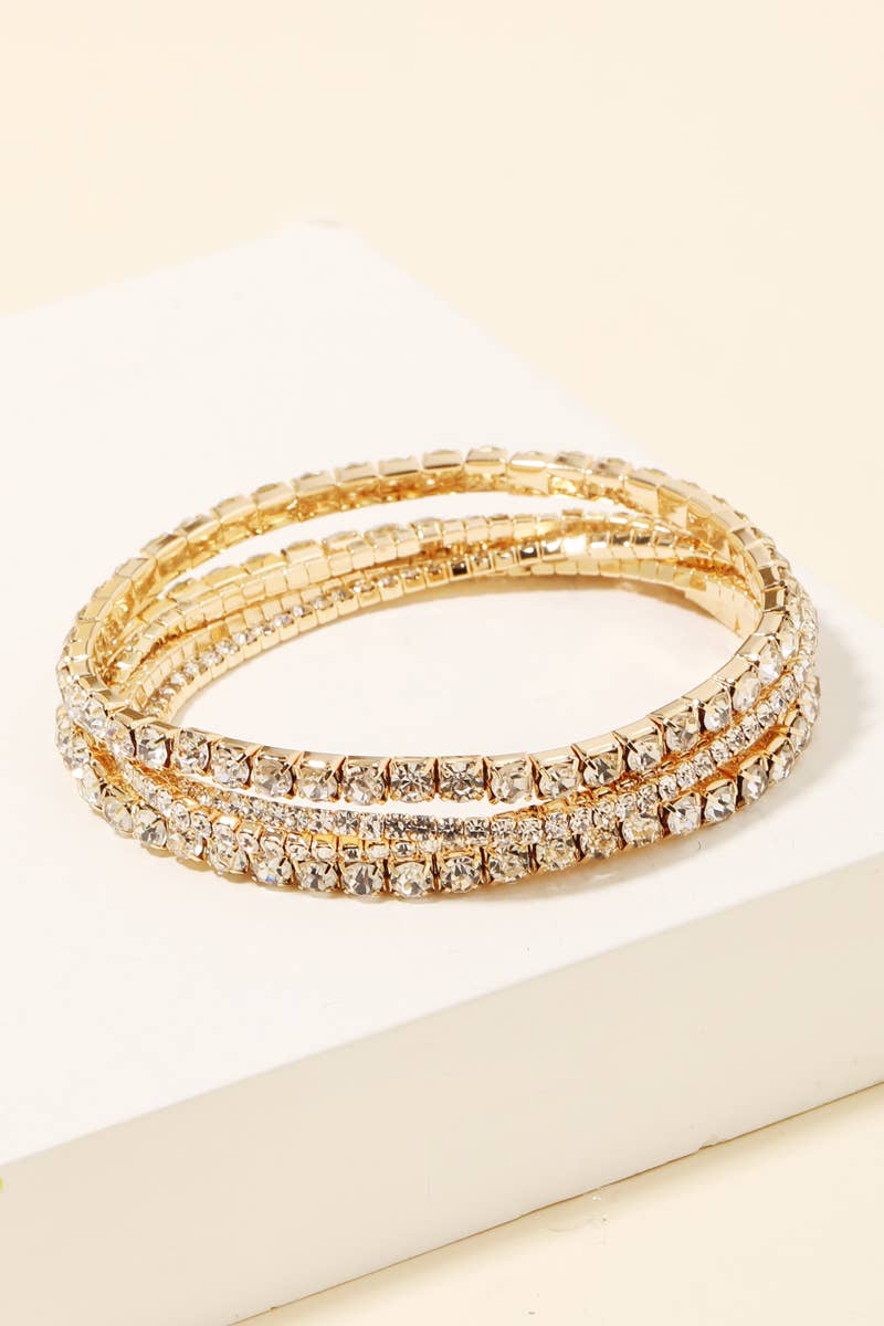 Five Row Rhinestone Stackable Bracelet Set