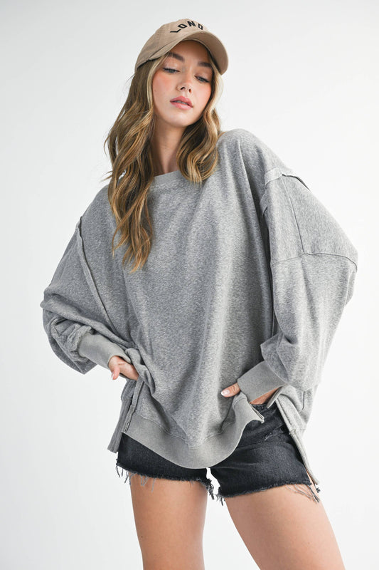 Oversized High-Low Pullover Sweatshirt