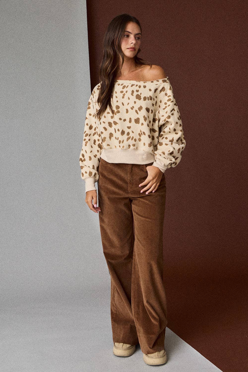 Animal Print Boat Neck Top