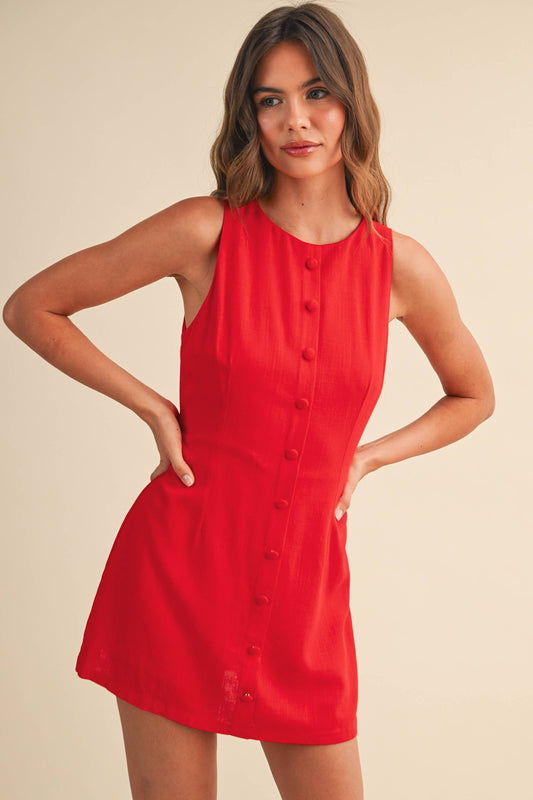 Red Linen Mini Dress