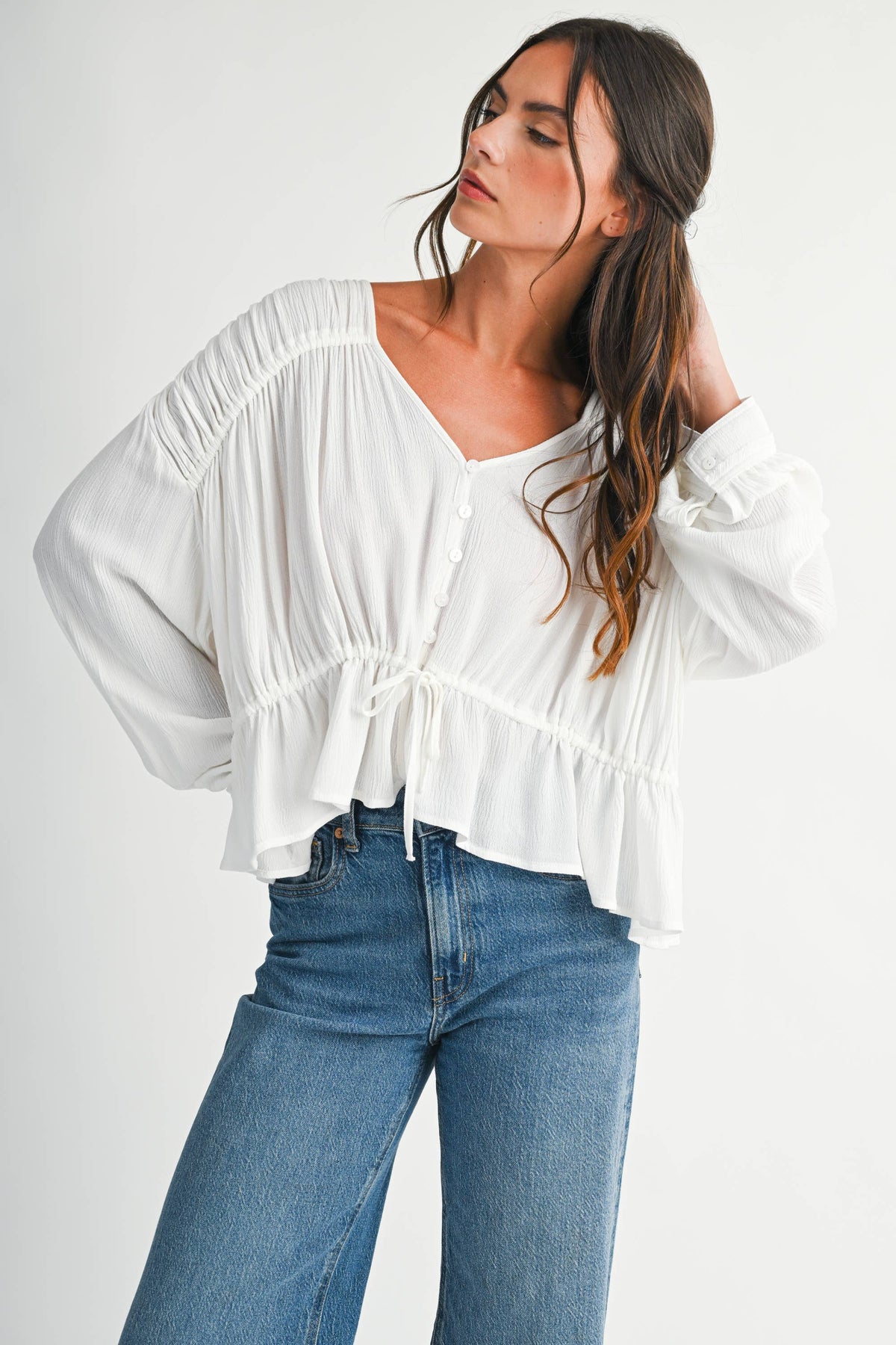 Textured Peplum Blouse