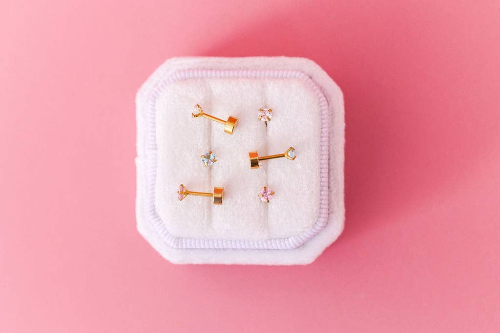 Pink CZ Stud Earrings