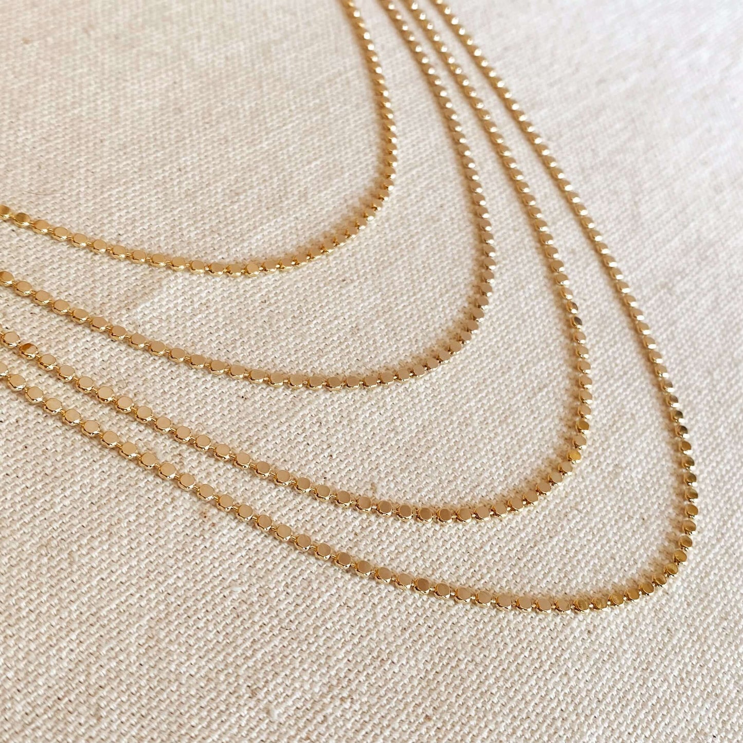 18k Gold Filled 2mm Flat Ball Chain Necklace