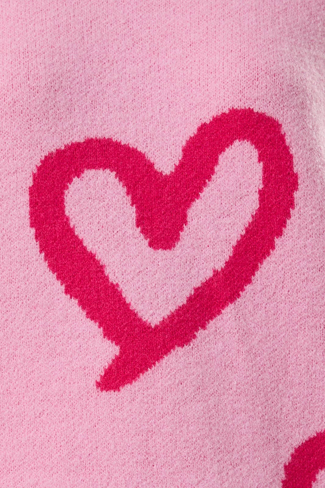 Long Sleeve Round Neck Heart Printed Sweater